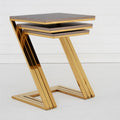 Gold Finish Z Leg Nest of 3 Tables with Metallic Faux Snakeskin | Pacific