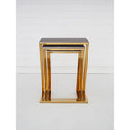 Gold Finish Z Leg Nest of 3 Tables with Metallic Faux Snakeskin | Pacific