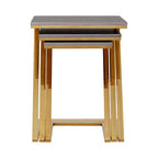 Gold Finish Z Leg Nest of 3 Tables with Metallic Faux Snakeskin | Pacific