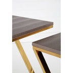 Gold Finish Z Leg Nest of 3 Tables with Metallic Faux Snakeskin | Pacific