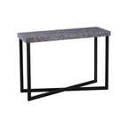 Crackle Shell Mosaic Console Table Rectangular Top Black Metal Frame | Fusion