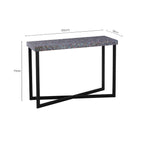 Crackle Shell Mosaic Console Table Rectangular Top Black Metal Frame | Fusion