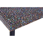 Crackle Shell Mosaic Console Table Rectangular Top Black Metal Frame | Fusion