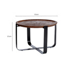 Brown Mango Wood Top Round Side Table with Black X Shape Metal Base | Templar
