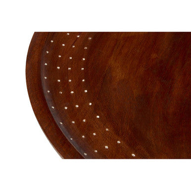 Brown Mango Wood Top Round Side Table with Black X Shape Metal Base | Templar