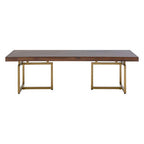 Brown Herringbone Wood Effect Coffee Table in Rich Acacia Tones with Brass Legs | Brando