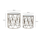 Set of 2 Antique Finish Frame Side Tables with Round Mirrored Top | Avantis