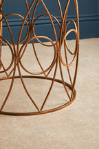 Set of 2 Antique Finish Frame Side Tables with Round Mirrored Top | Avantis