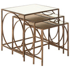Mirrored Glass Top Nest of 3 Tables with Bronze Finish Metal Frame | Avantis