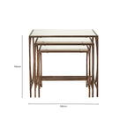 Mirrored Glass Top Nest of 3 Tables with Bronze Finish Metal Frame | Avantis