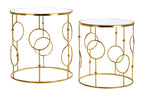 Set of 2 Gold Metal Tables with Mirrored Glass Top | Avantis