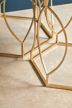 Set of 2 Hexagon Gold Champagne Finish Frame Side Tables with Mirrored Glass Top | Avantis