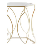 Set of 2 Hexagon Gold Champagne Finish Frame Side Tables with Mirrored Glass Top | Avantis