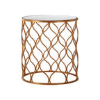 Set of 2 White Mirrored Top and Gold Copper Base Tables | Avantis