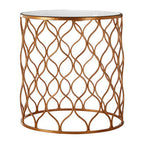 Set of 2 White Mirrored Top and Gold Copper Base Tables | Avantis