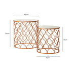 Set of 2 White Mirrored Top and Gold Copper Base Tables | Avantis