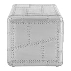 Silver Aluminium Plated Mango Wood Coffee Table with Sliding Storage Drawer | Avro