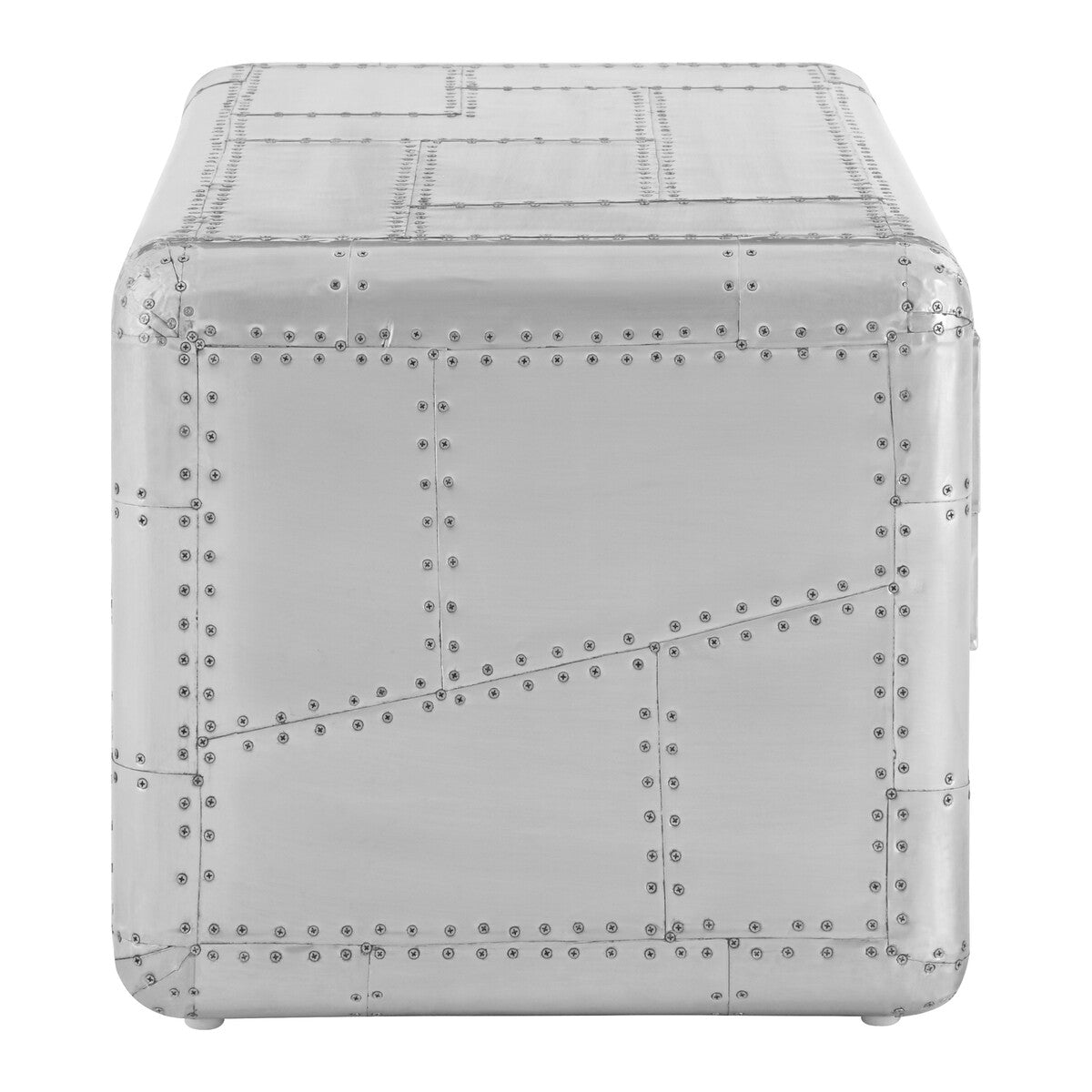 Silver Aluminium Plated Mango Wood Coffee Table with Sliding Storage Drawer | Avro