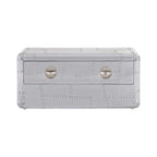 Silver Aluminium Plated Mango Wood Coffee Table with Sliding Storage Drawer | Avro