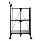 Black Rectangular Folding Kitchen Trolley with 3 Shelves | Harlow