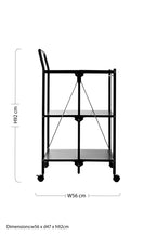 Black Rectangular Folding Kitchen Trolley with 3 Shelves | Harlow