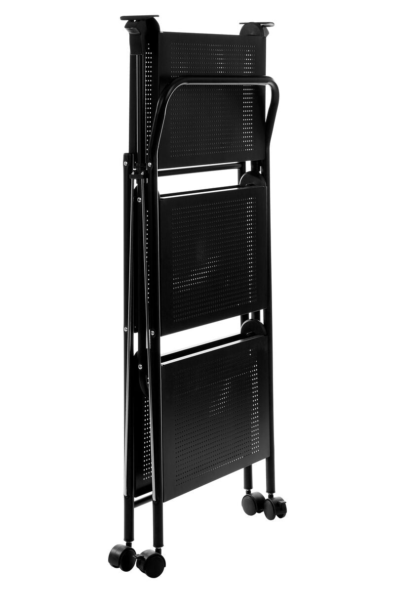 Black Rectangular Folding Kitchen Trolley with 3 Shelves | Harlow