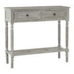 Grey Wash Wooden 2 Drawer Rectangular Console Table | Heritage