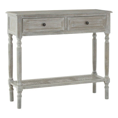 Grey Wash Wooden 2 Drawer Rectangular Console Table | Heritage