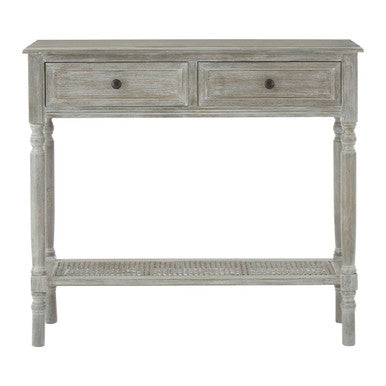 Grey Wash Wooden 2 Drawer Rectangular Console Table | Heritage