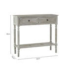 Grey Wash Wooden 2 Drawer Rectangular Console Table | Heritage