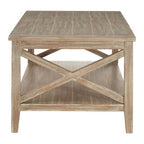 Natural Wooden Coffee Table with Open Lower Shelf and Cross Side Detail | Heritage