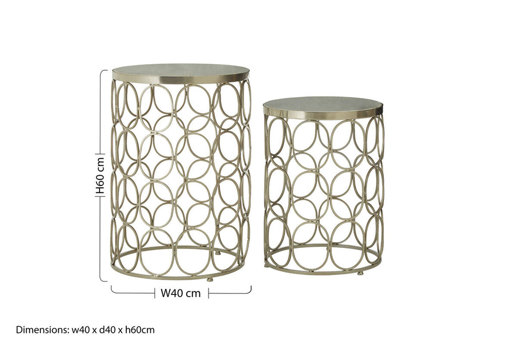 Set of 2 White Marble Top Side Tables with Gold Nickel Finish Metal Base | Templar