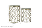 Set of 2 White Marble Top Side Tables with Gold Nickel Finish Metal Base | Templar