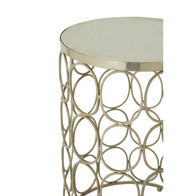 Set of 2 White Marble Top Side Tables with Gold Nickel Finish Metal Base | Templar