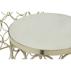 Set of 2 White Marble Top Side Tables with Gold Nickel Finish Metal Base | Templar