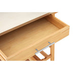 Natural Bamboo One Drawer Kitchen Trolley with Stainless Steel Worktop | Harlow