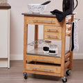 Natural Bamboo Four Drawer Kitchen Trolley with Stainless Steel Worktop | Harlow