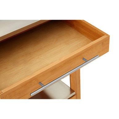 Natural Bamboo Four Drawer Kitchen Trolley with Stainless Steel Worktop | Harlow