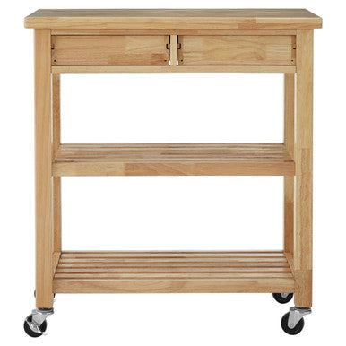 Brown Tropical Hevea Wood Kitchen Trolley with Storage Drawers Glenn | Harlow