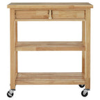 Brown Tropical Hevea Wood Kitchen Trolley with Storage Drawers Glenn | Harlow