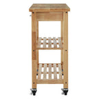 Brown Tropical Hevea Wood Kitchen Trolley with Storage Drawers Glenn | Harlow
