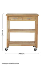 Brown Tropical Hevea Wood Kitchen Trolley with Storage Drawers Glenn | Harlow