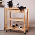 Brown Tropical Hevea Wood Kitchen Trolley with Storage Drawers Glenn | Harlow