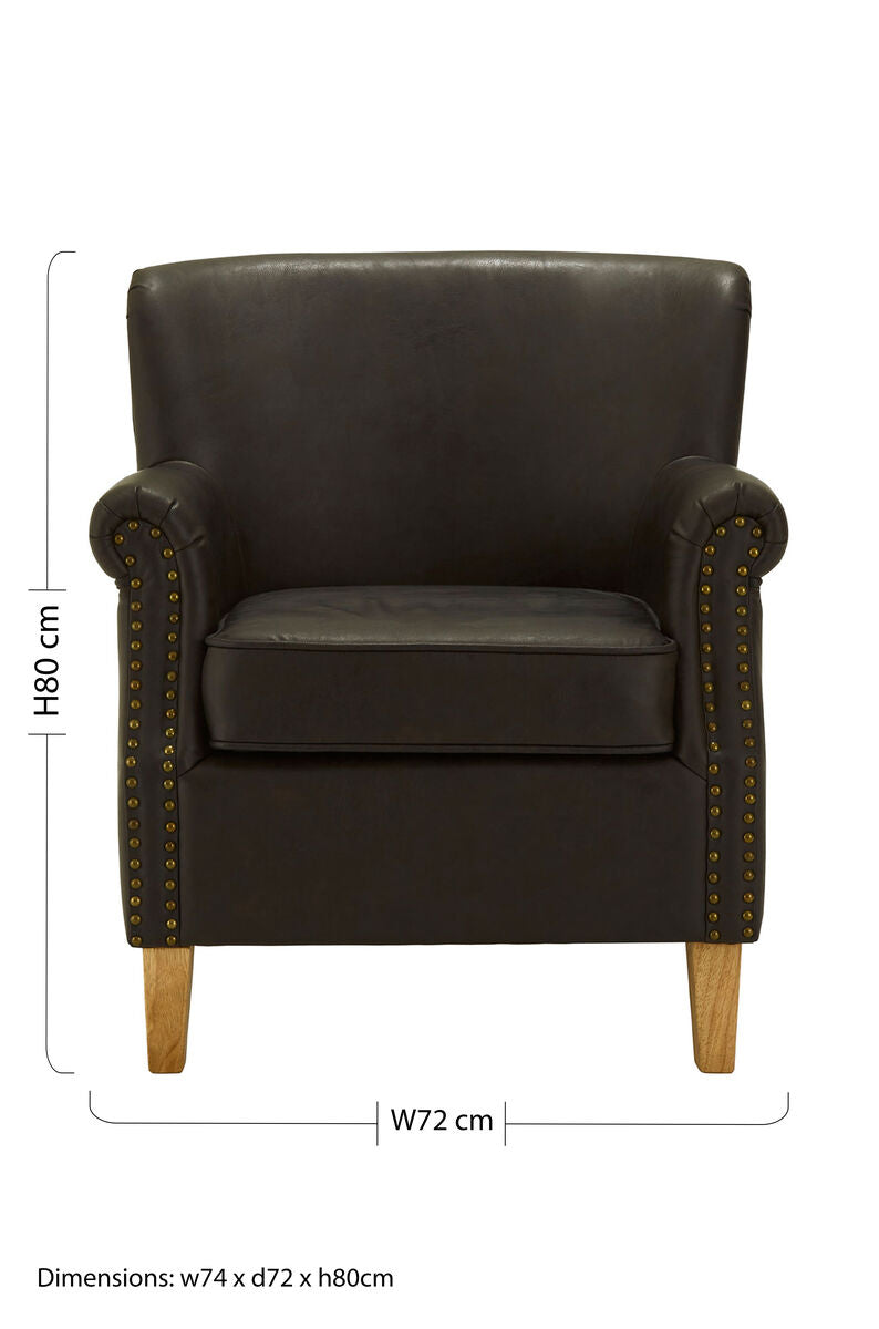 Brown Leather Effect Armchair | Trinity