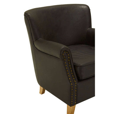 Brown Leather Effect Armchair | Trinity