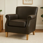 Brown Leather Effect Armchair | Trinity