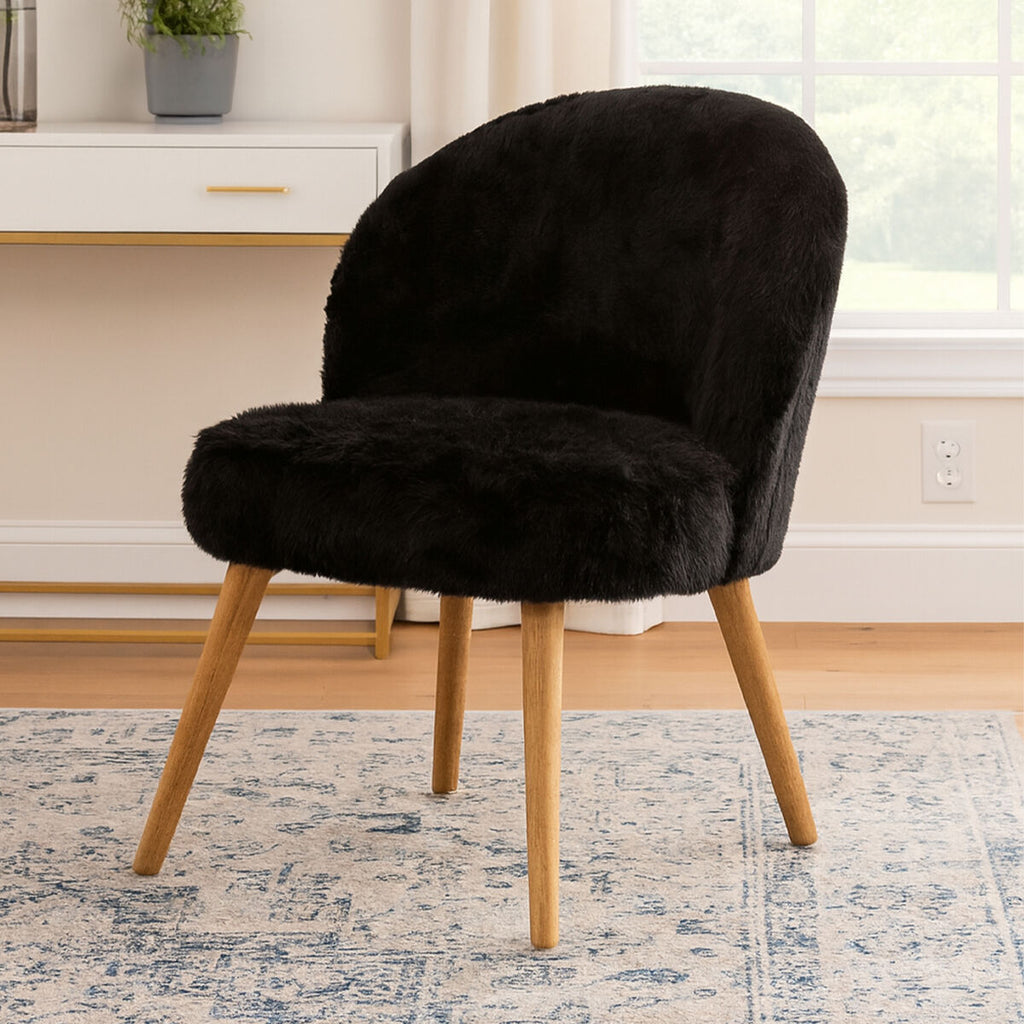 Black Fur Effect Chair | Cabaret