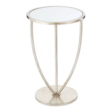 Mirrored Glass Top Side Table with Bowed Silver Metal Legs | Marcia