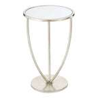 Mirrored Glass Top Side Table with Bowed Silver Metal Legs | Marcia