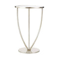 Mirrored Glass Top Side Table with Bowed Silver Metal Legs | Marcia